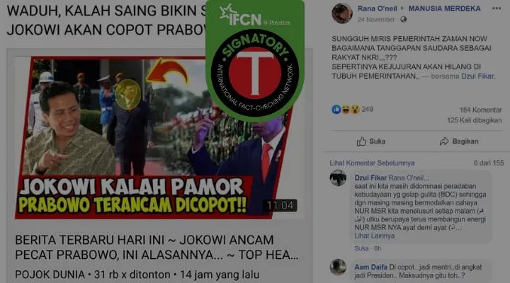 Narasi Jokowi Ancam Copot Prabowo karena Kalah Pamor Dinilai Menyesatkan