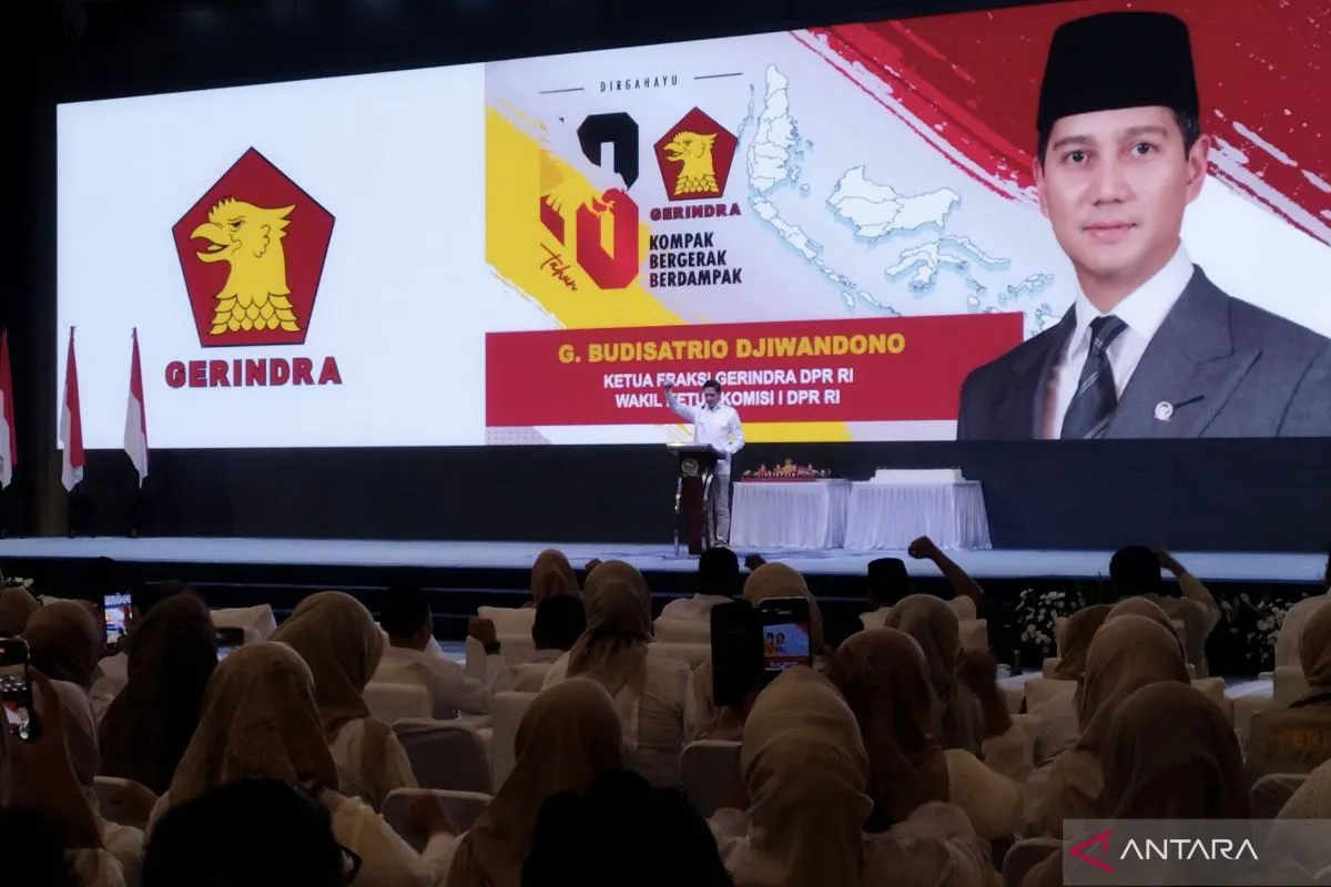 Gerindra syukuran HUT ke-18 di kompleks DPR, dihadiri elite partai dan para menteri