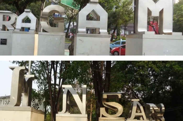 Tugu Ragam Insan di Taman Pandang Istana, Instalasi Tipografi yang Berubah dari Berbagai Sudut