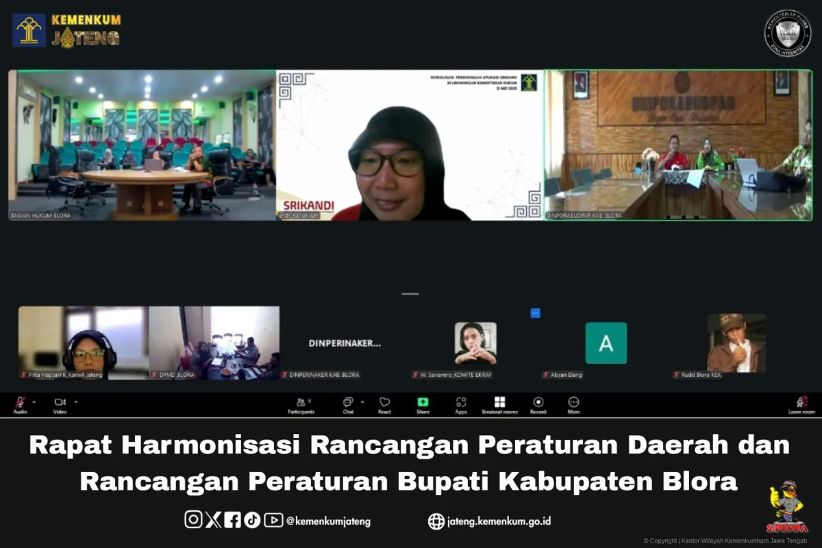 Rapat Harmonisasi Rancangan Peraturan Daerah Kabupaten Blora