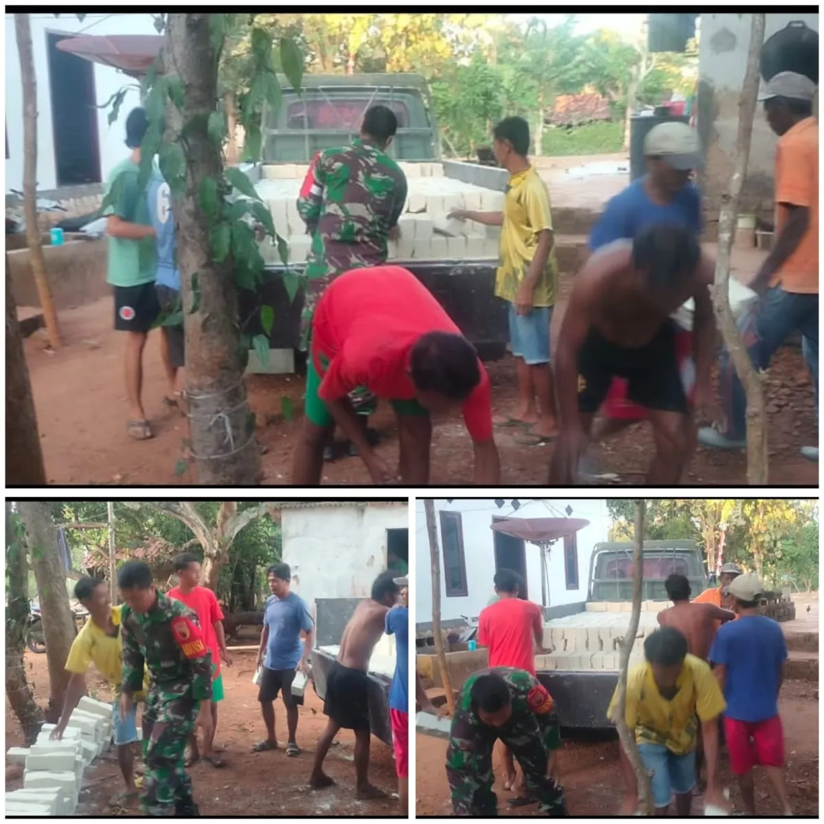 Babinsa dan Warga Bersatu dalam Gotong Royong Pembangunan Rumah