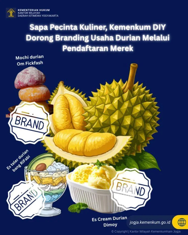 Kanwil Kemenkum DIY Imbau Pelaku Usaha Durian Daftarkan Merek untuk Perkuat Branding