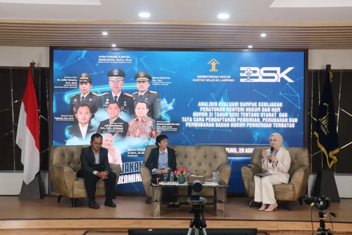 Kanwil Kemenkum Lampung Diseminasi Evaluasi Permenkumham 21/2021 untuk Perkuat Kepastian Hukum Perseroan Terbatas