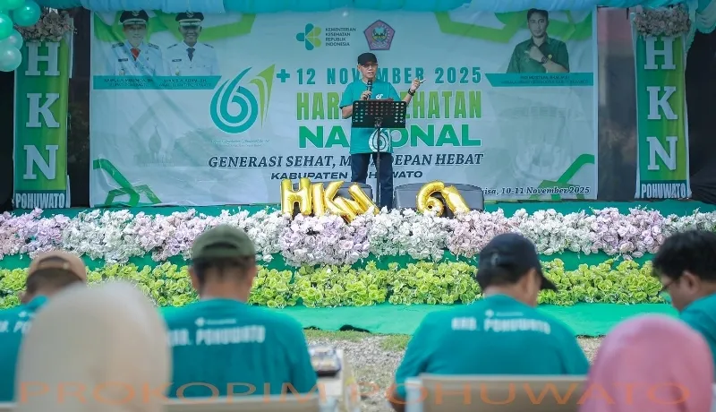Wabup Iwan S. Adam Lepas Jalan Sehat Peringatan HKN ke-61 di Pohuwato