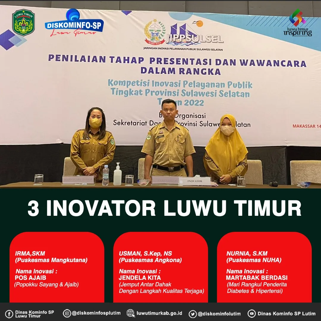 Tiga Inovasi Pelayanan Publik Luwu Timur Lolos Verifikasi Lapangan KIPP Sulsel 2022