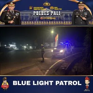 Satlantas Polres PALI Gelar Blue Light Patrol Malam di Titik Rawan untuk Cegah Balap Liar dan Tawuran