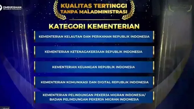 Ombudsman RI: Kemkomdigi Peringkat 4 Nasional Kualitas Layanan Tanpa Maladministrasi 2025
