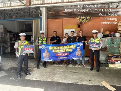 Satgas Lalu Lintas Berikan Himbauan Keselamatan di Pasar Kopindo Kota Metro