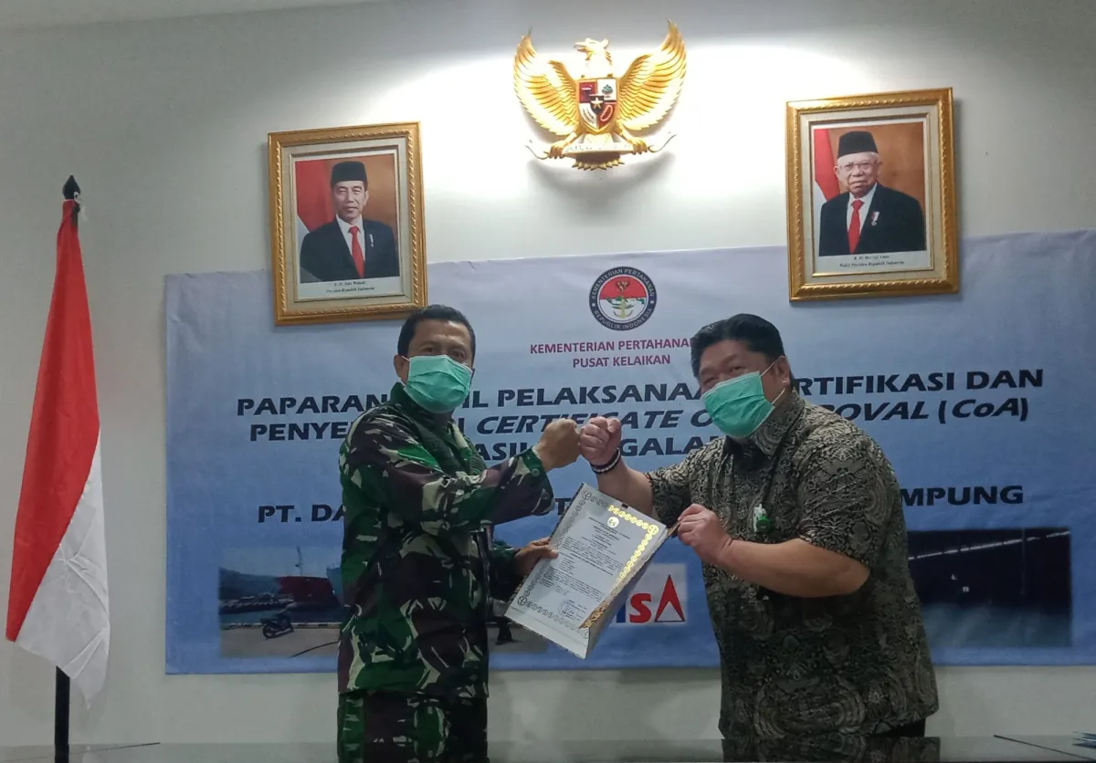 Sertifikat Fasilitas Galangan PT. Daya Radar Utama Diserahkan di Tengah Pandemi