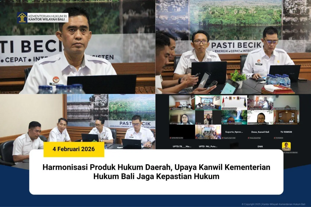 Kanwil Kementerian Hukum Bali Harmonisasi Tiga Rancangan Produk Hukum Daerah