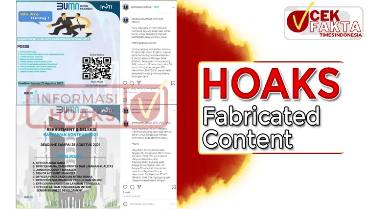 Akun Instagram Palsu Sebarkan Informasi Lowongan Kerja PT INTI