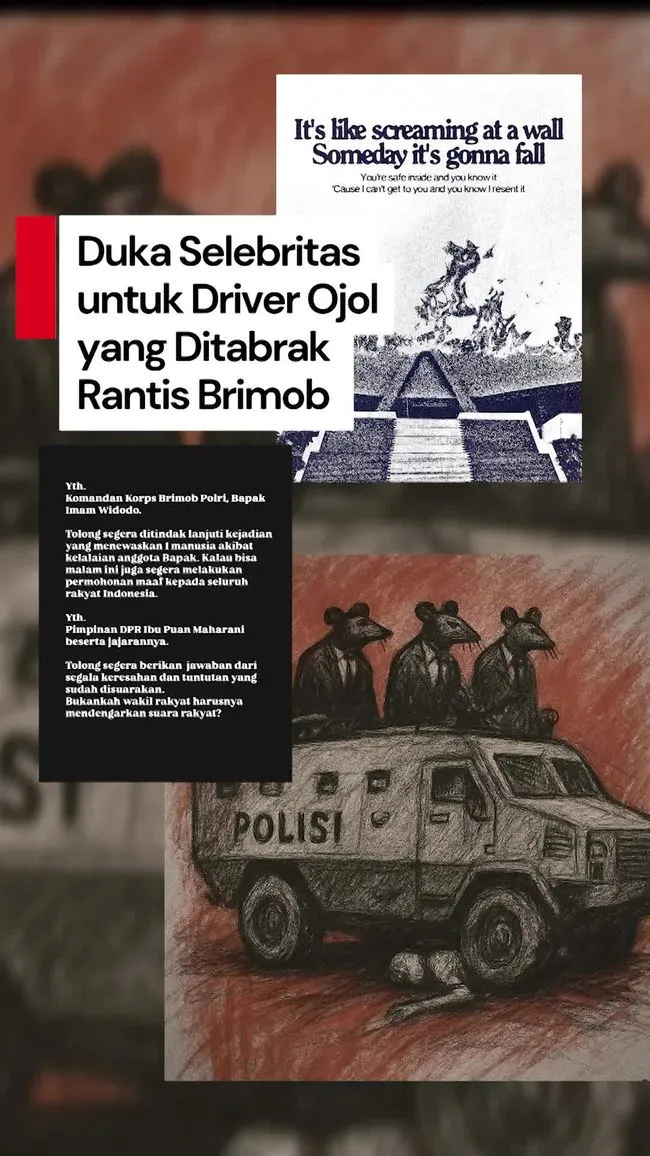 Kecelakaan Rantis Brimob Tewaskan Driver Ojol, Selebritas Desak Penanganan Kasus