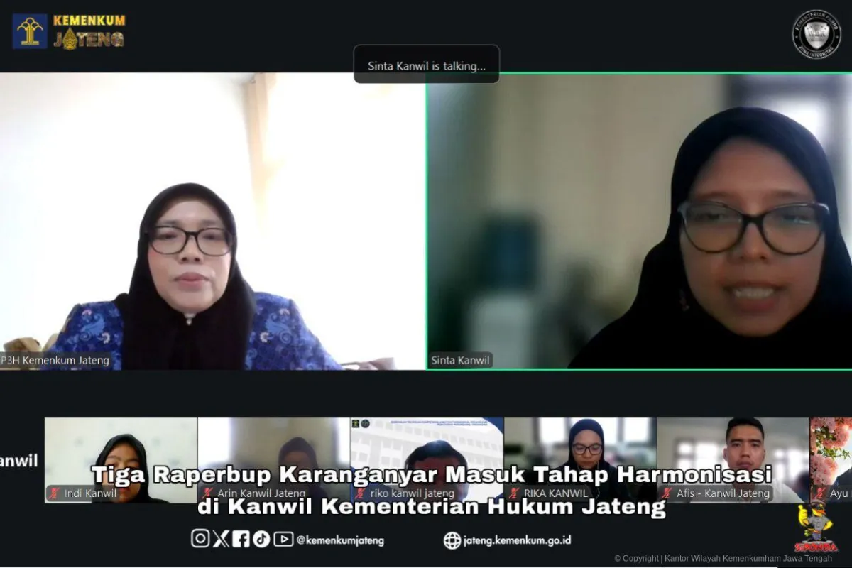 Tiga Raperbup Karanganyar soal Bantuan Hukum Desa, Standar Harga, dan TPP ASN Diharmonisasi di Kanwil Kemenkum Jateng