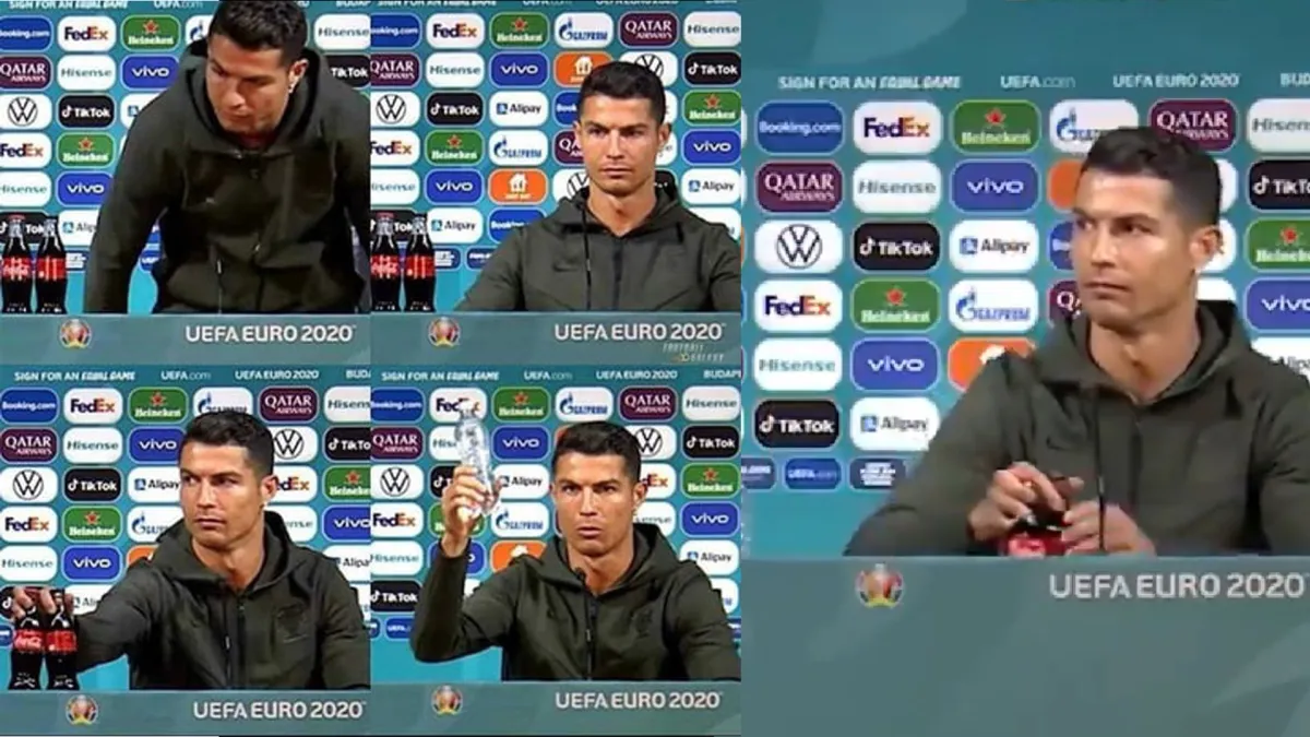 Cristiano Ronaldo Singkirkan Botol Minuman dalam Konferensi Pers Jelang Pertandingan Portugal vs Hungaria