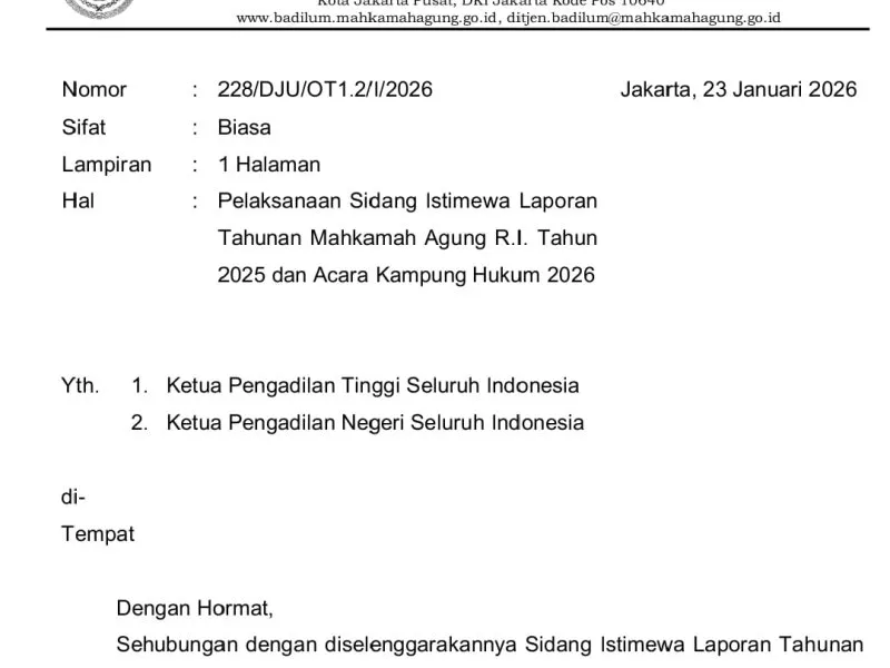 Ditjen Badilum Terbitkan Ketentuan Akomodasi dan Atribut Toga untuk Laptah MA 2025 dan Kampung Hukum 2026