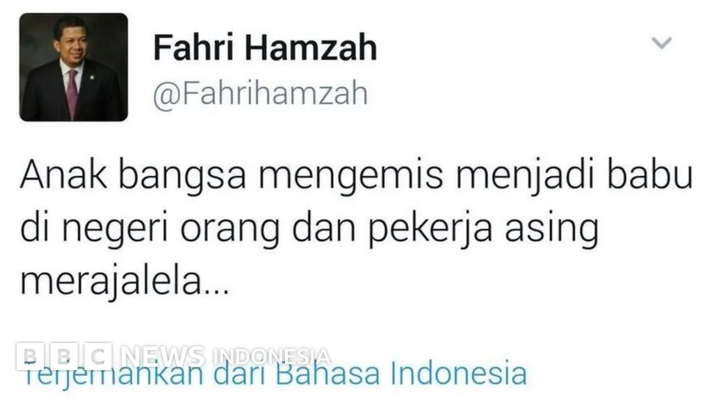 Pernyataan Fahri Hamzah Soal TKI Menuai Kritikan Tajam
