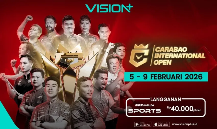 Saksikan Kejuaraan Biliar Carabao International Open 2026 di VISION+