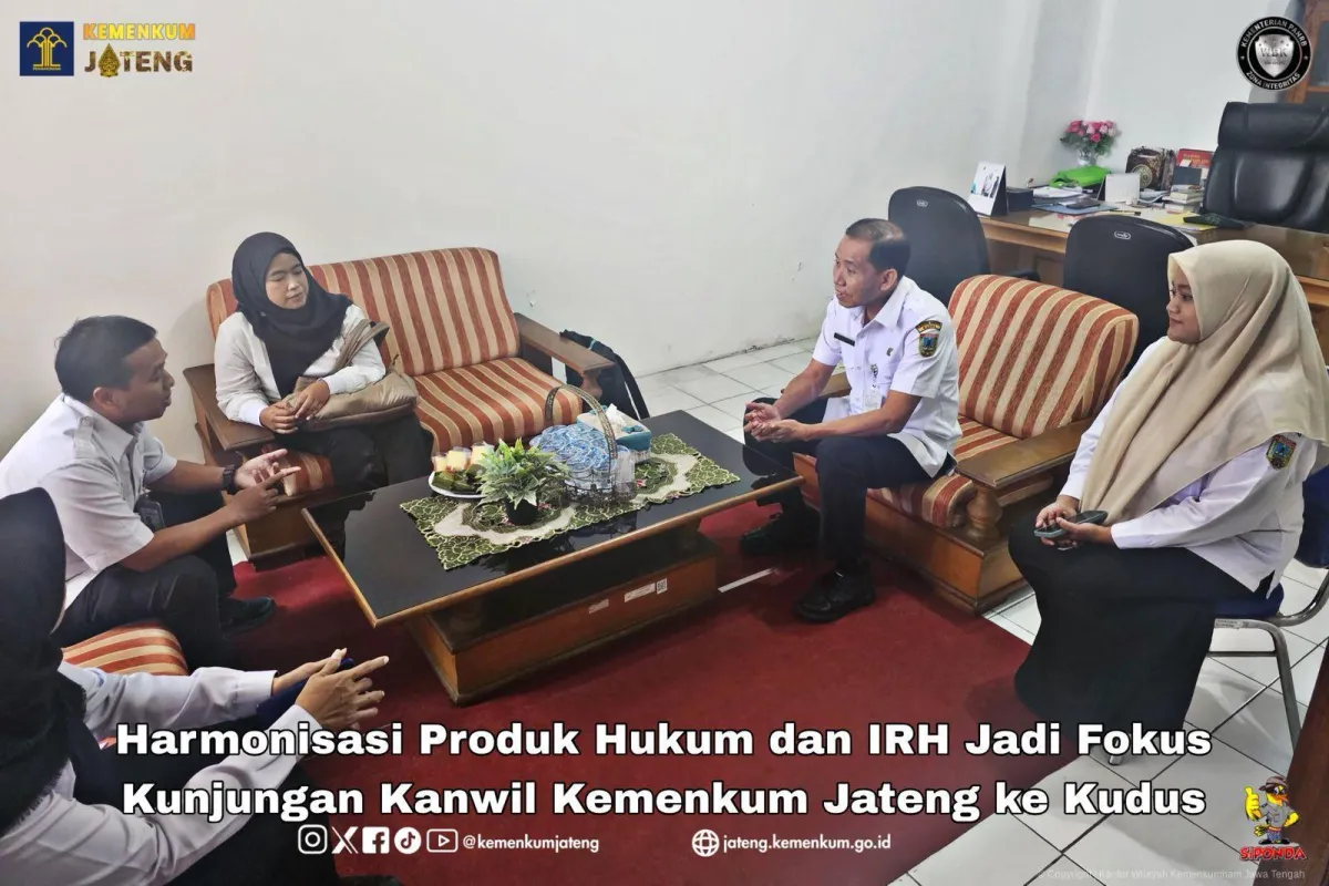 Kanwil Kemenkum Jateng Koordinasi Harmonisasi 4 Raperda dan Persiapan IRH di Kudus