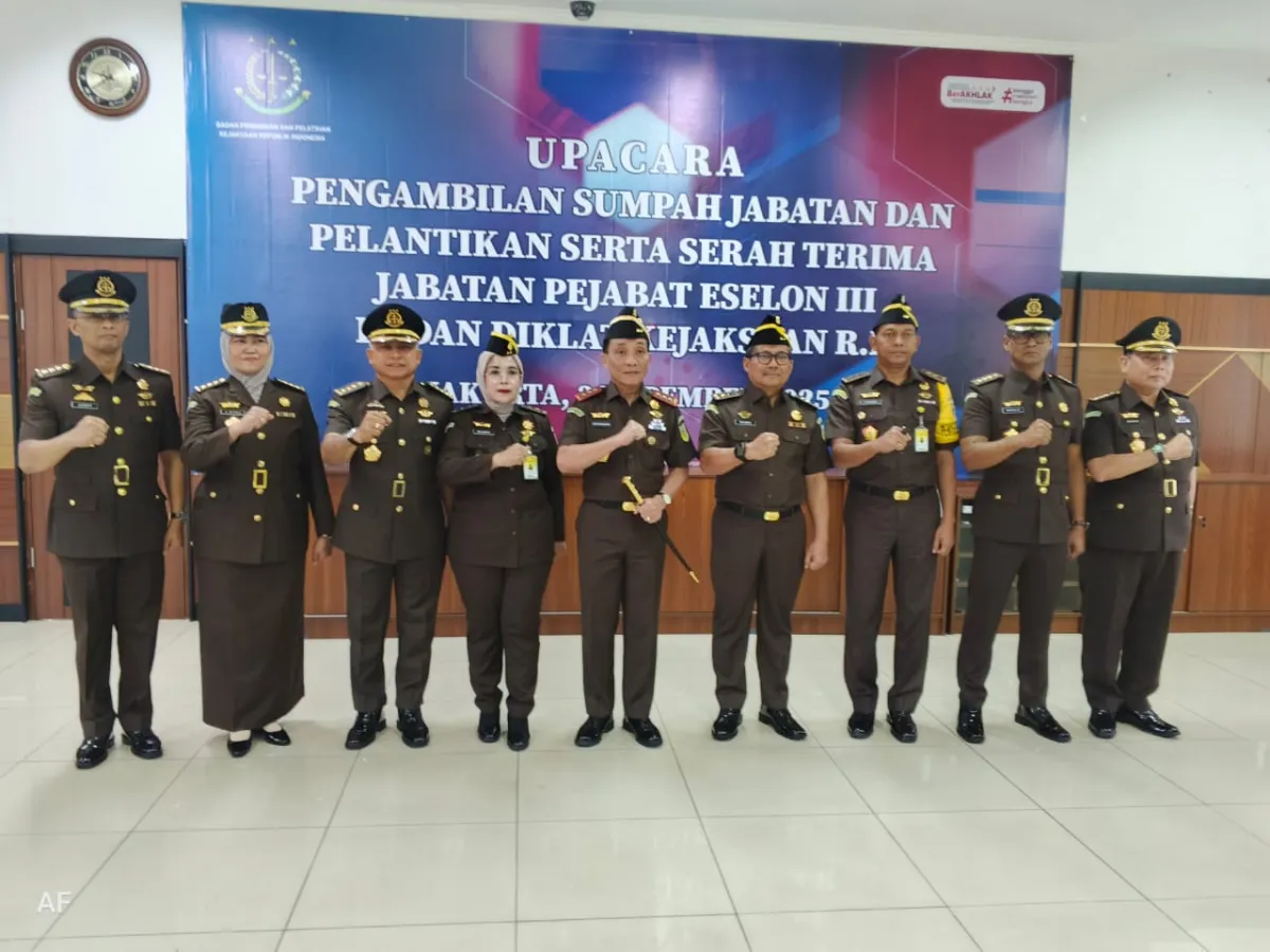 Kabadiklat Kejaksaan RI Lantik Tiga Pejabat Eselon III, Tekankan Disiplin dan Transformasi SDM