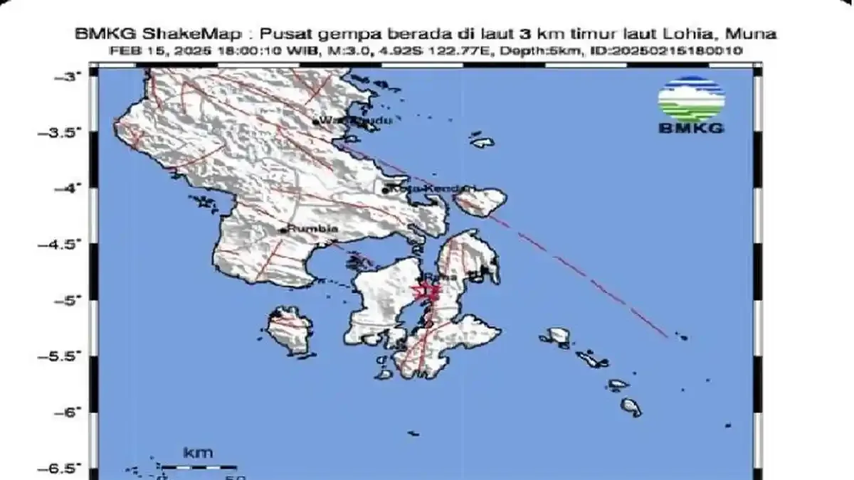 Gempa Bumi Magnitudo 3.0 Guncang Muna, Sulawesi Tenggara