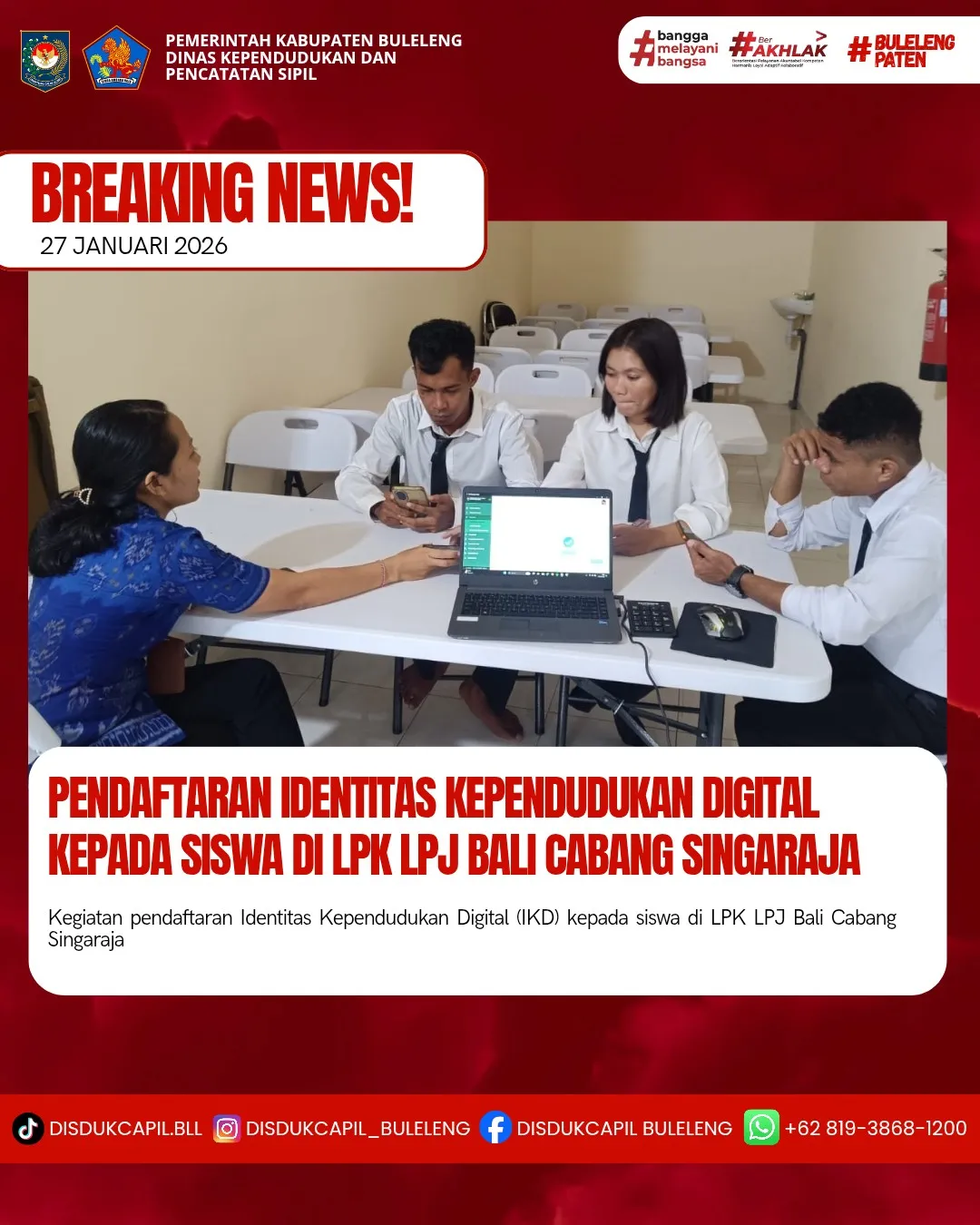 Pendaftaran Identitas Kependudukan Digital untuk Siswa di Singaraja