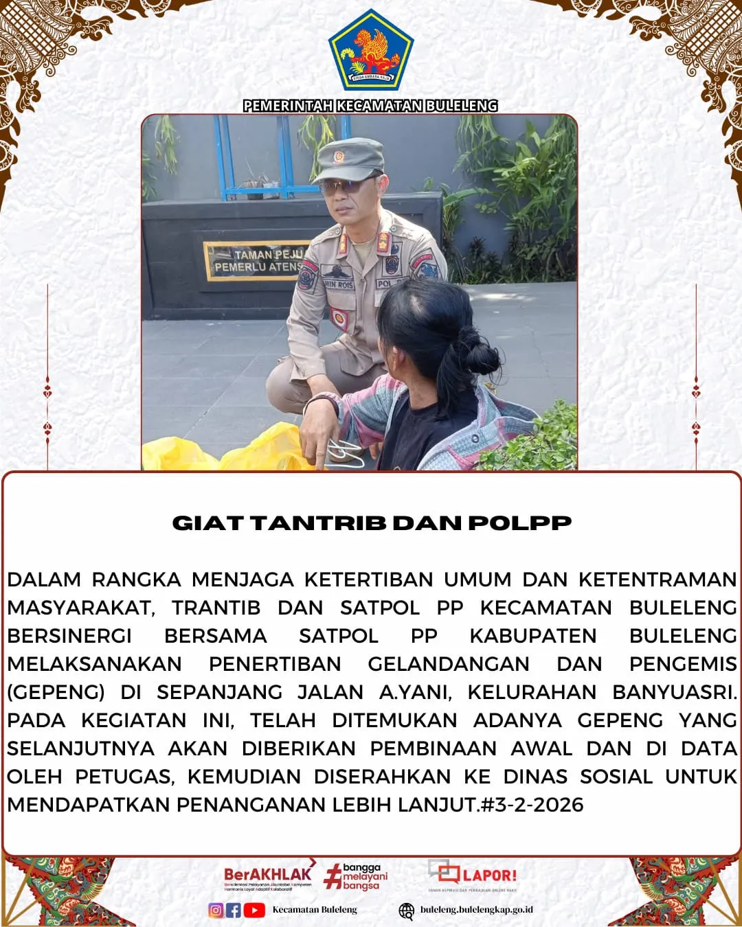 Sat Pol PP Buleleng Laksanakan Penertiban Gepeng untuk Ketertiban Umum