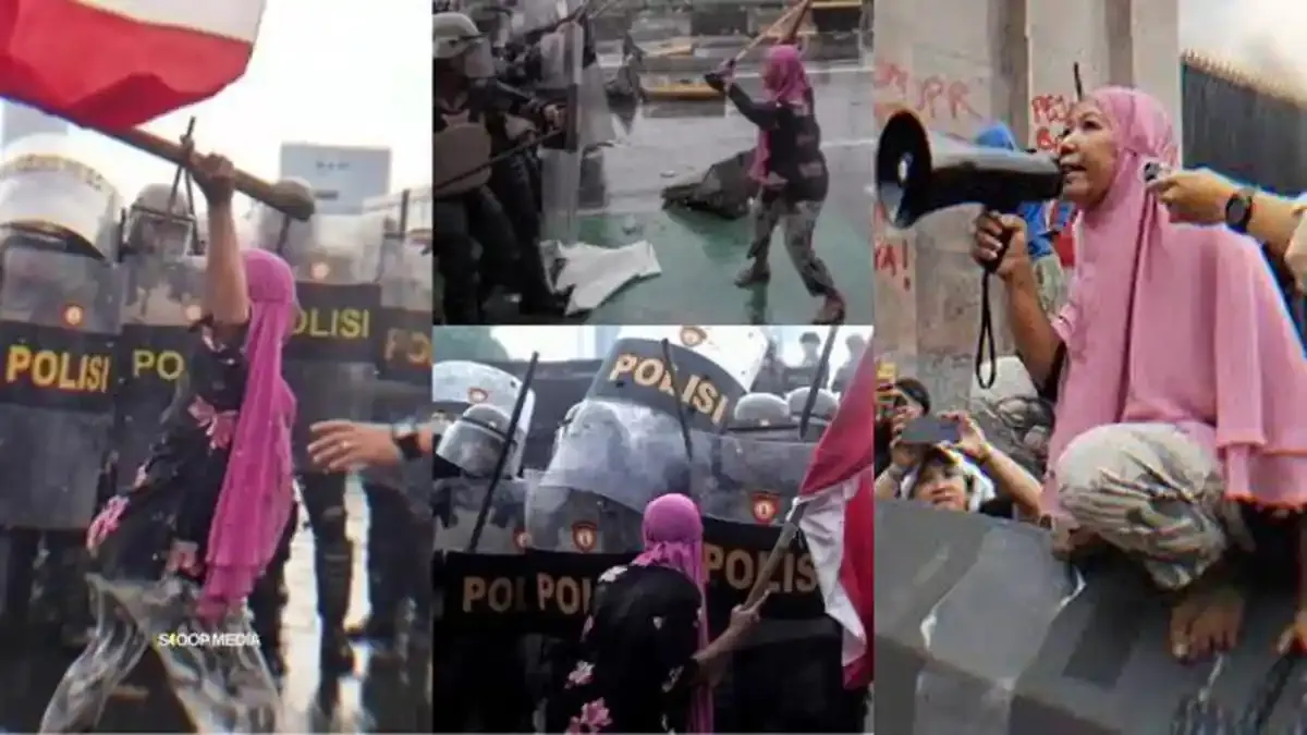Fakta Baru tentang Ibu Jilbab Pink yang Viral di Demo DPR: Keluarga Ungkap Kondisi Sebenarnya