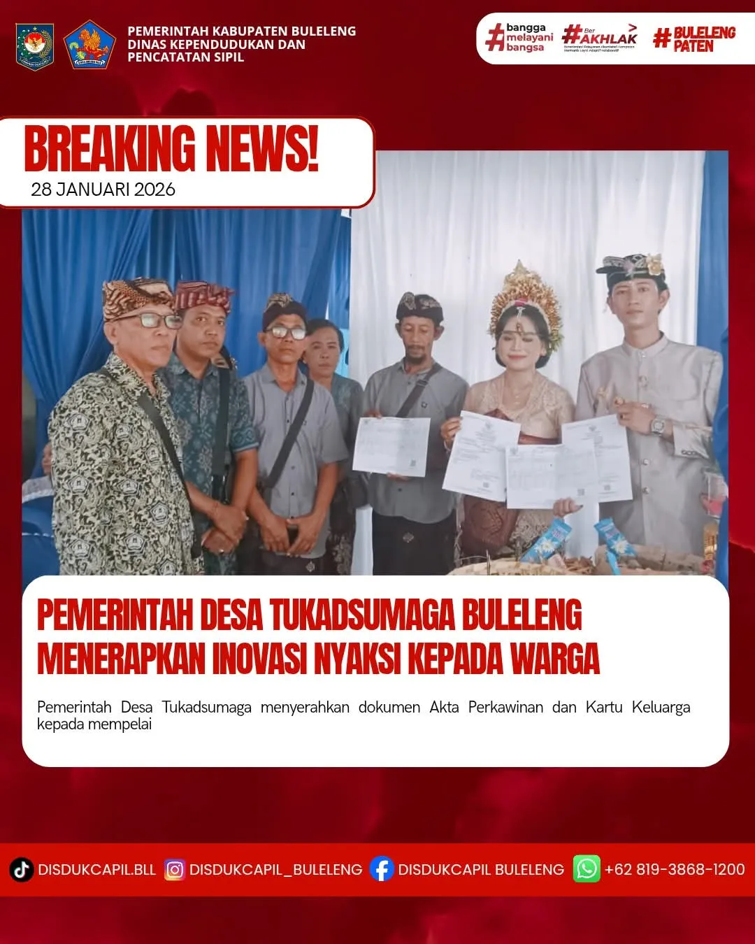 Inovasi NYAKSI Permudah Pengurusan Dokumen Perkawinan di Desa Tukadsumaga