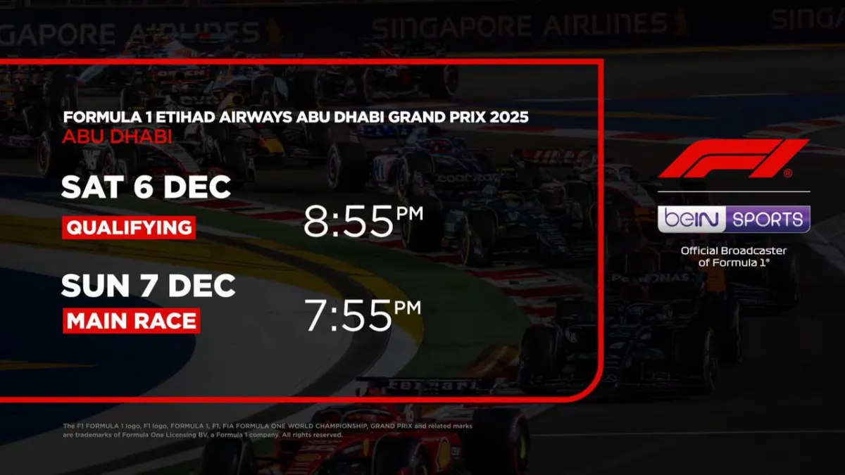 Saksikan Formula 1 Abu Dhabi Grand Prix 2025 pada 5-7 Desember