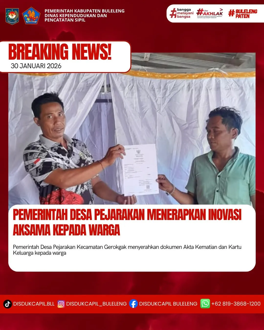 Desa Pejarakan Luncurkan Inovasi Aksama untuk Permudah Pengurusan Dokumen Kependudukan