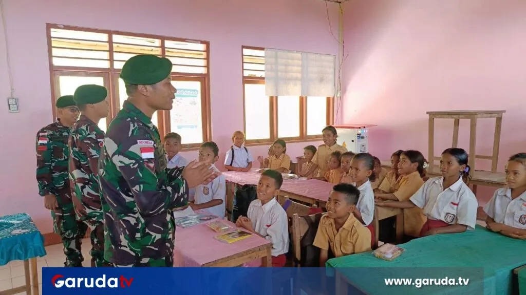 Satgas Pamtas Berikan Nutrisi untuk Pendidikan Anak Perbatasan