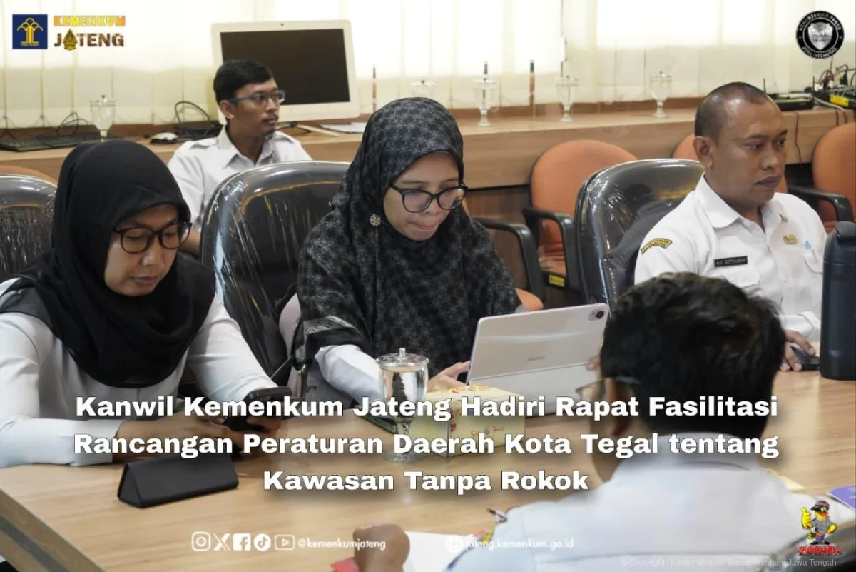 Kemenkum Jateng Fasilitasi Raperda Kawasan Tanpa Rokok Kota Tegal