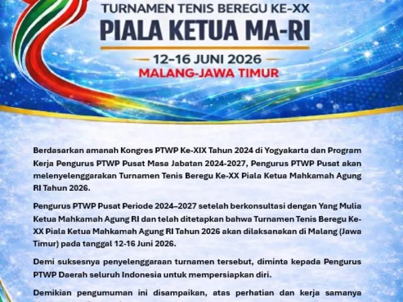 Turnamen Tenis Beregu Piala Ketua MA 2026 Siap Digelar di Malang