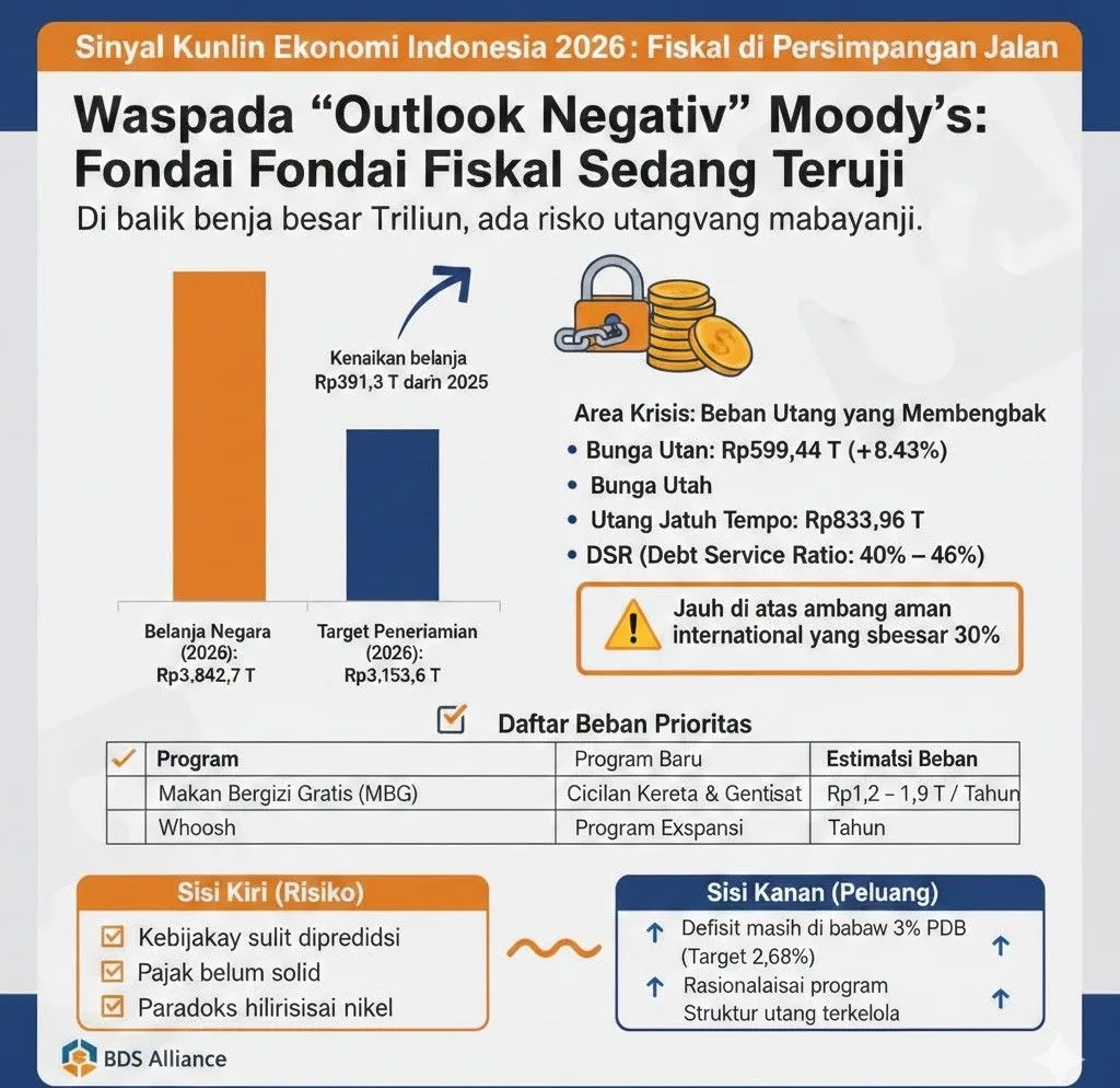 Moody’s Turunkan Outlook Indonesia: Risiko Fiskal Meningkat di Tengah Utang Menggunung