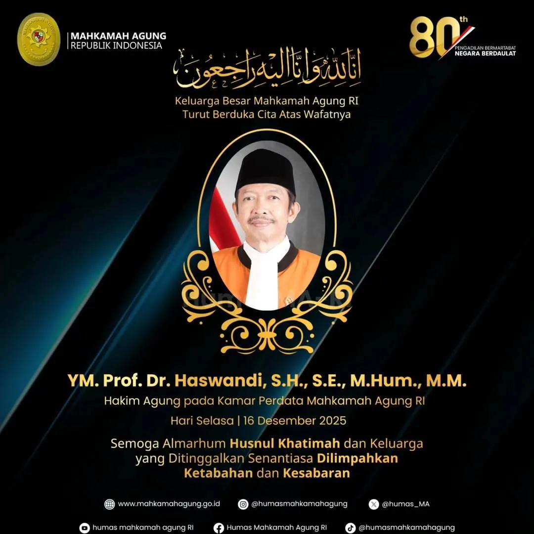 Mahkamah Agung Kehilangan Hakim Agung Haswandi yang Berpulang