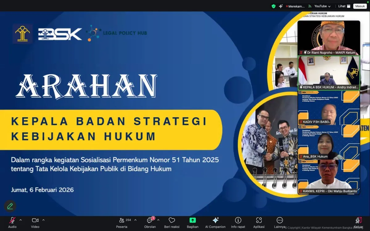 Kanwil Kemenkum Babel Ikuti Sosialisasi Permenkum 51/2025 untuk Penguatan Kebijakan Hukum