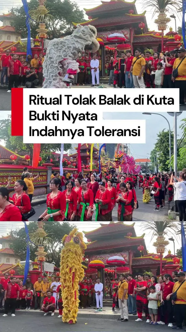 Ritual Tolak Balak Vihara Dharmayana Kuta: Barongsai dan Ibu-Ibu Berkebaya Bali