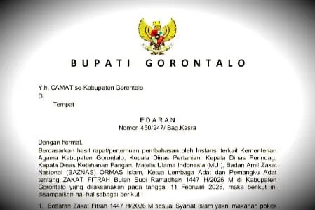 Pemkab Gorontalo Tetapkan Zakat Fitrah 1447 H Sebesar Rp40.000 dan Ingatkan Sanksi Pidana