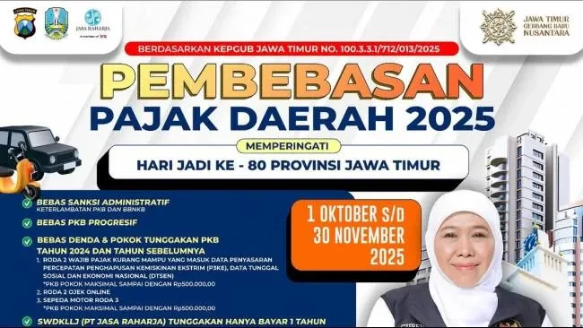 Pemutihan Pajak Kendaraan Tahap II di Jawa Timur Dimulai Oktober 2025