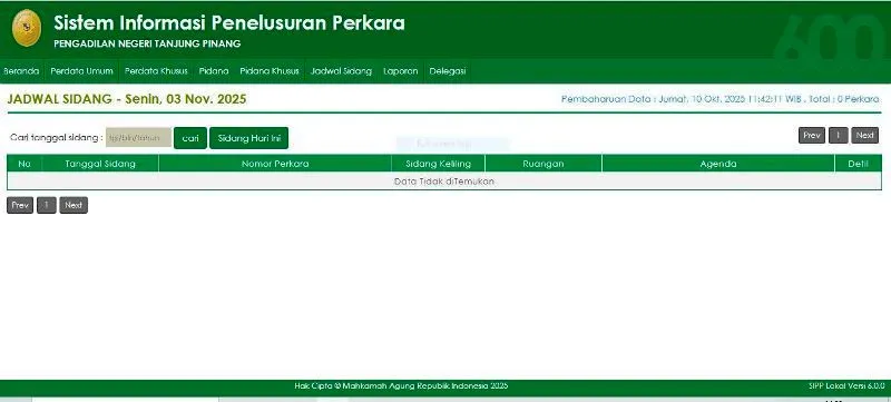 Kekosongan Informasi Penanganan Perkara di SIPP PN Tanjungpinang Menimbulkan Kebingungan Publik