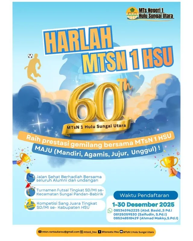 MTsN 1 HSU Rayakan Harlah Ke-60 dengan Tiga Agenda Meriah