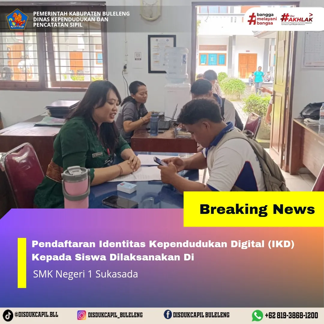 Pendaftaran Identitas Kependudukan Digital di SMK Negeri 1 Sukasada