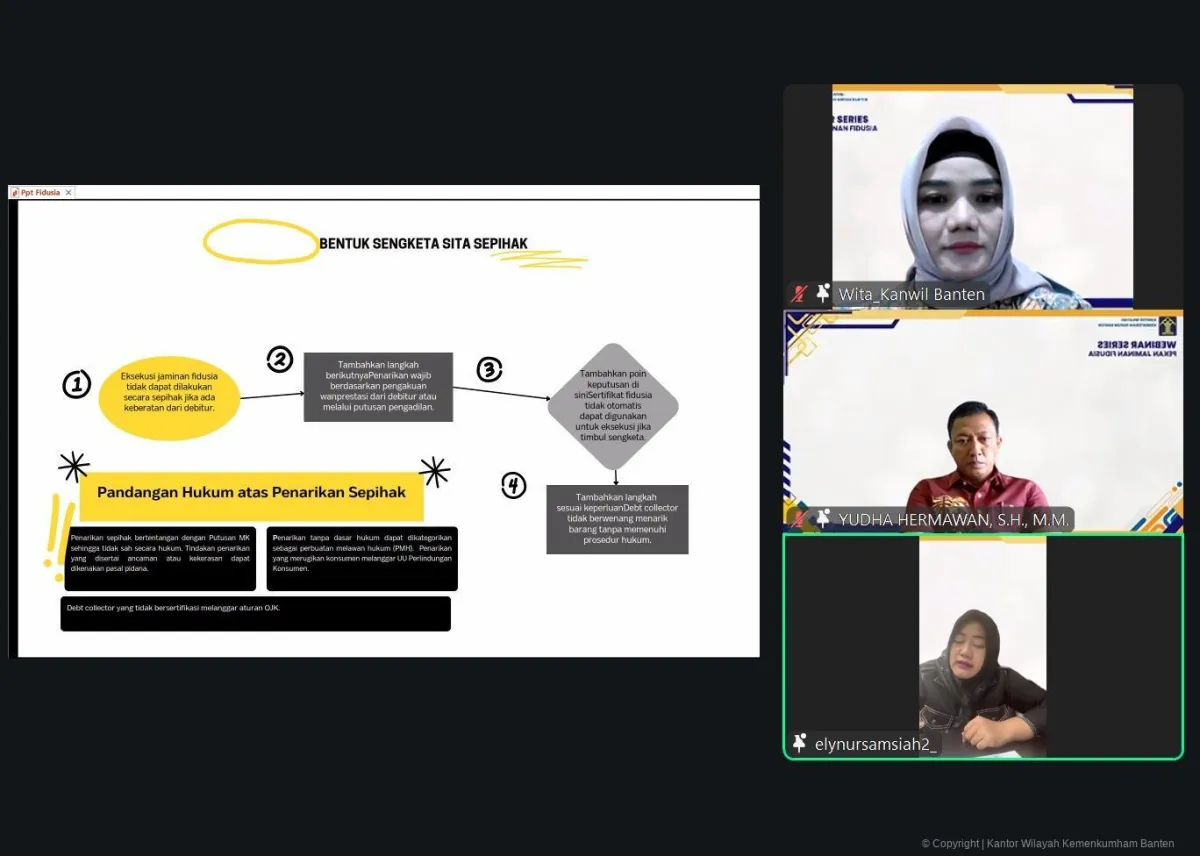 Kemenkum Banten Gelar Webinar Puncak Edukasi Jaminan Fidusia dan Sengketa