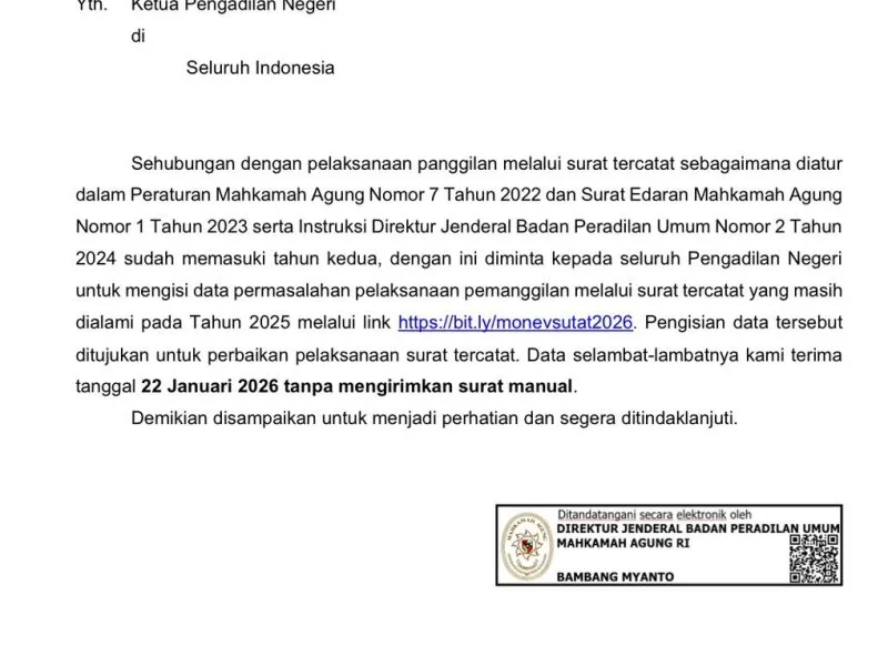 Evaluasi Pemanggilan Surat Tercatat untuk Perbaikan Layanan Peradilan