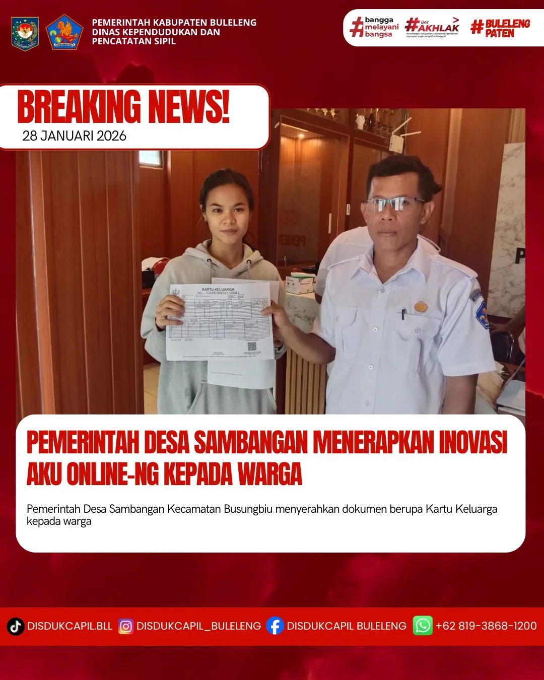 Inovasi Aku Online-NG Permudah Pelayanan Dokumen Kependudukan di Desa Sambangan