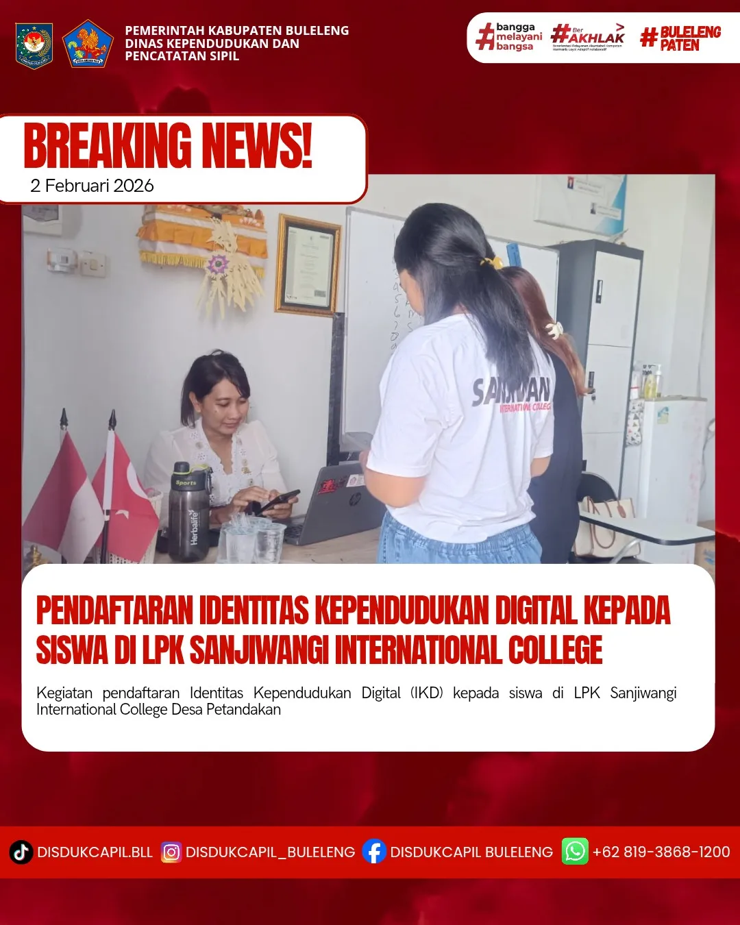 Pendaftaran Identitas Kependudukan Digital di LPK Sanjiwangi International College