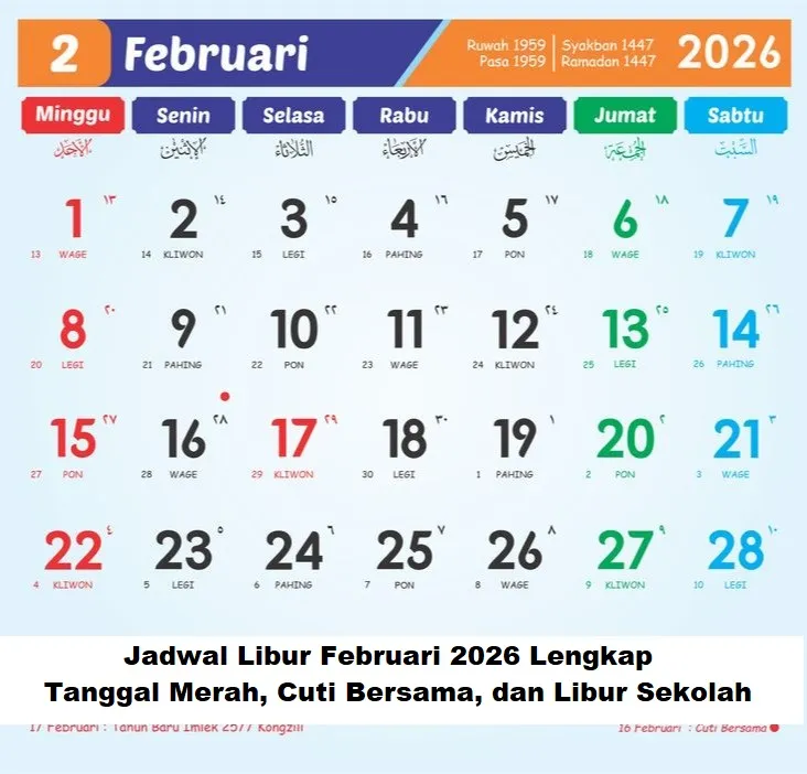 Jadwal Libur Februari 2026: Long Weekend dan Libur Sekolah Awal Ramadhan