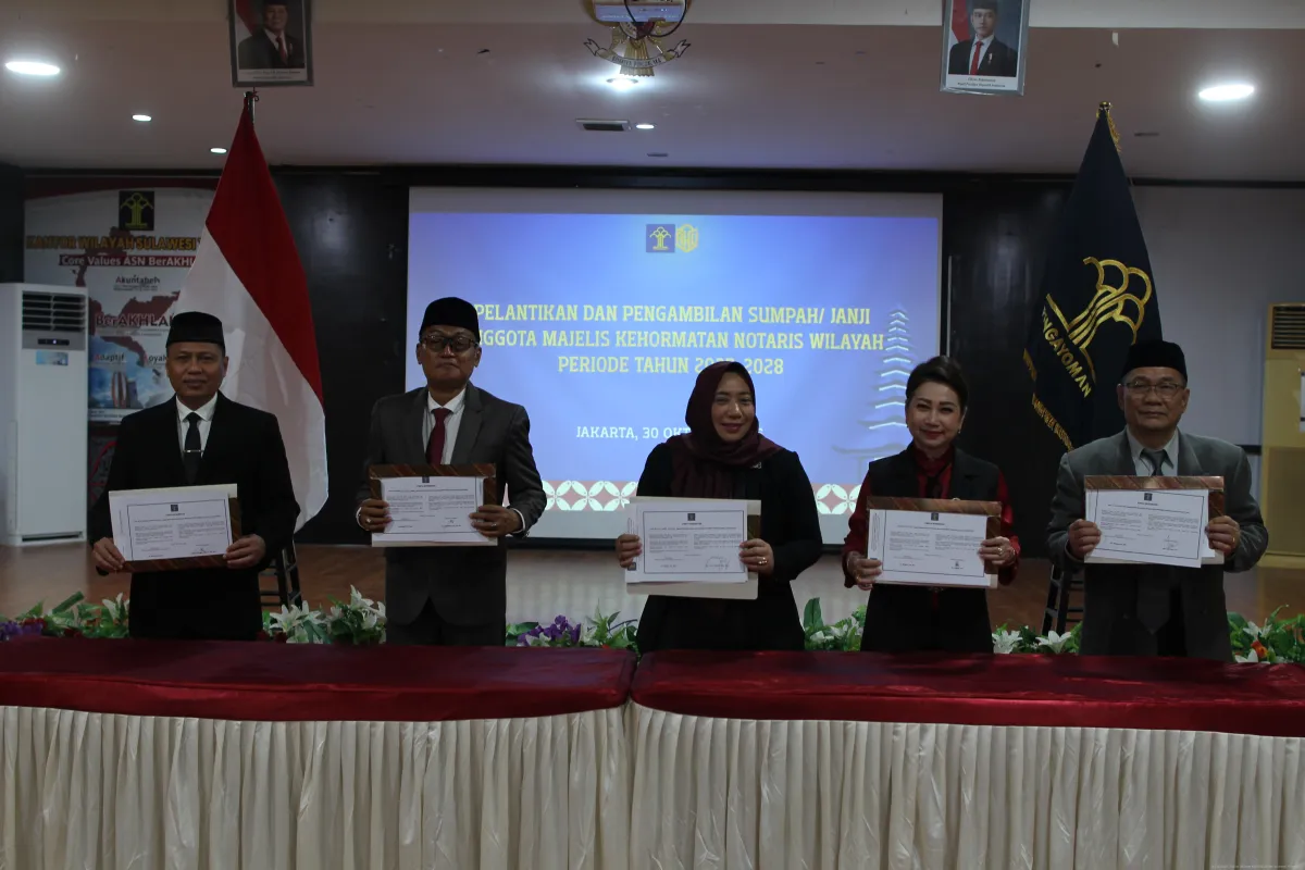 Majelis Kehormatan Notaris Sulteng Dilantik untuk Jaga Etika Profesi