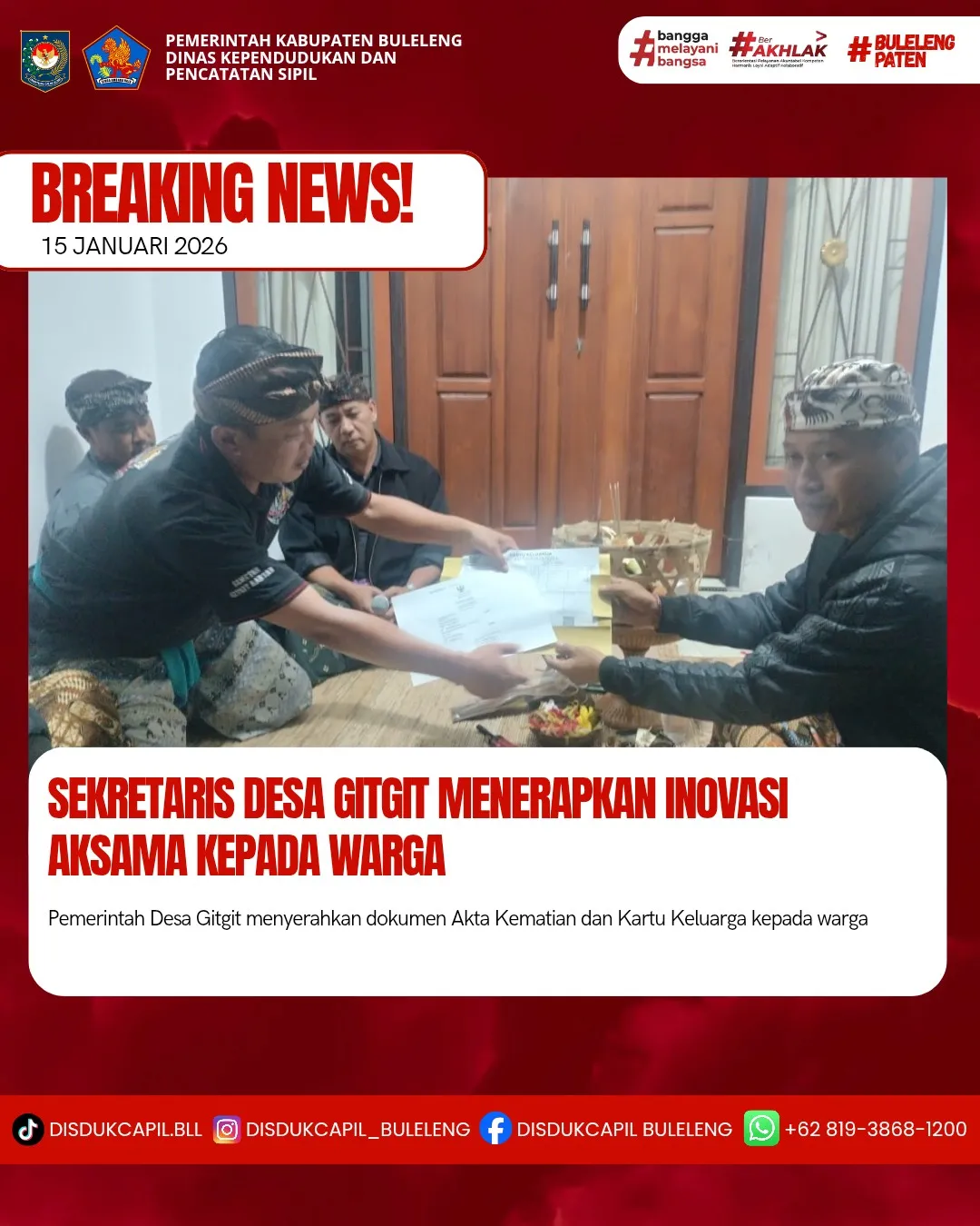 Desa Gitgit Luncurkan Program Aksama untuk Permudah Pengurusan Akta Kematian