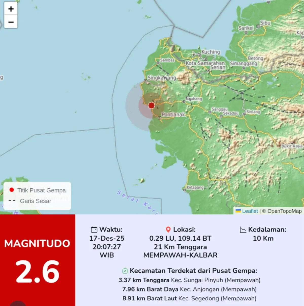Gempa Bumi Tektonik Guncang Kabupaten Mempawah, Warga Terkejut